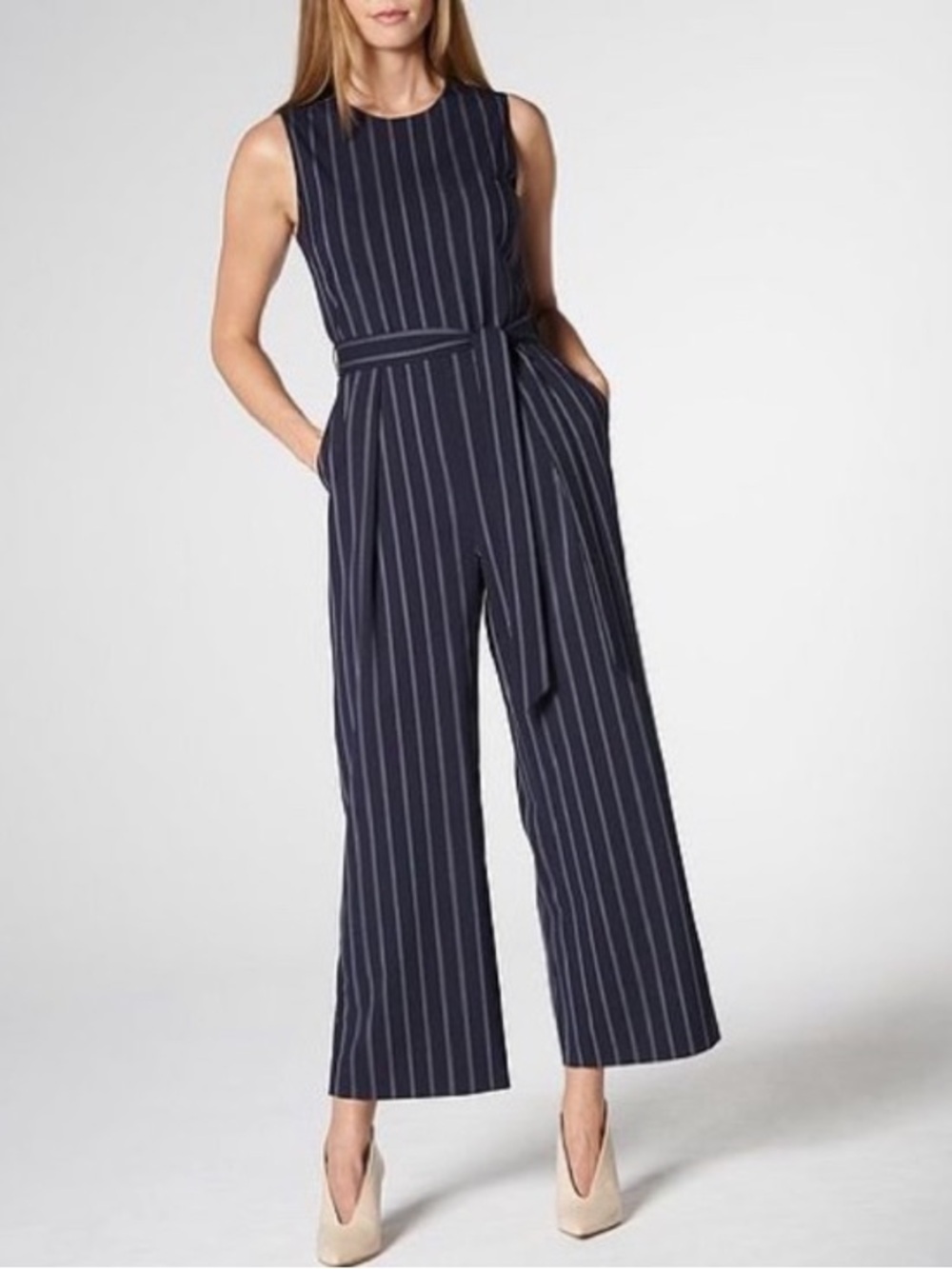LK Bennett Elani Navy Pinstripe Jumpsuit 8